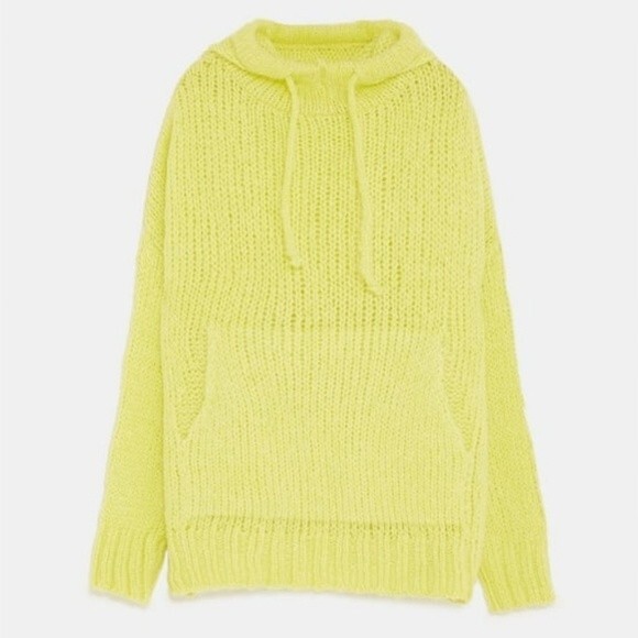 Zara Neon Green/Yellow Oversized Chunky Knit Pullover Sweater Size S - Picture 1 of 13